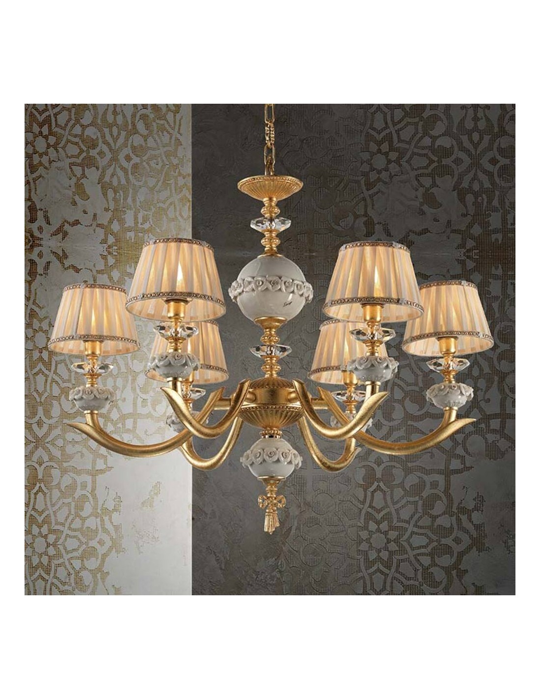 Lampadario Di Lusso In Ottone Foglia Oro Classico Luci Cic