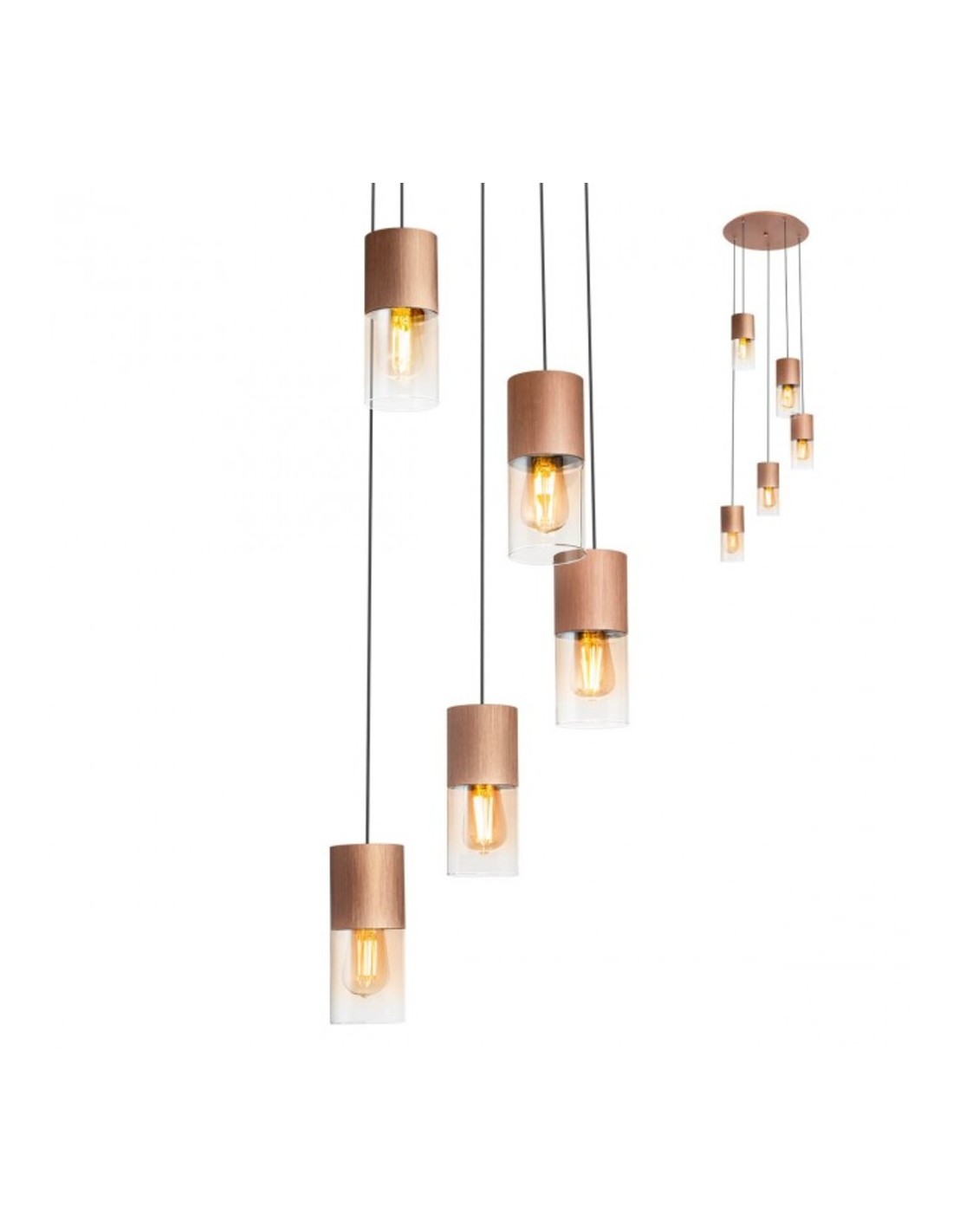 Lampadario A Sospensione Design Moderno Rame Champagne 5 Luci RD 0178