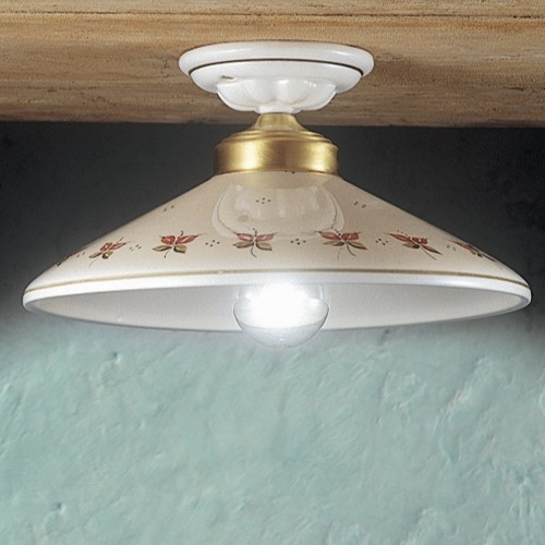 Plafoniera da soffitto classica in ceramica decorata bianca FL-47