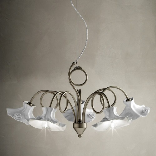 Nickel modern chandelier with lecco ceramic  FL-59