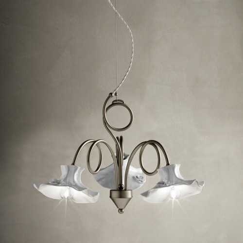 Lampadario a sospensione classico nichel con ceramica FL-60