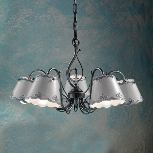  wrought iron and ceramic chandelier FL-79