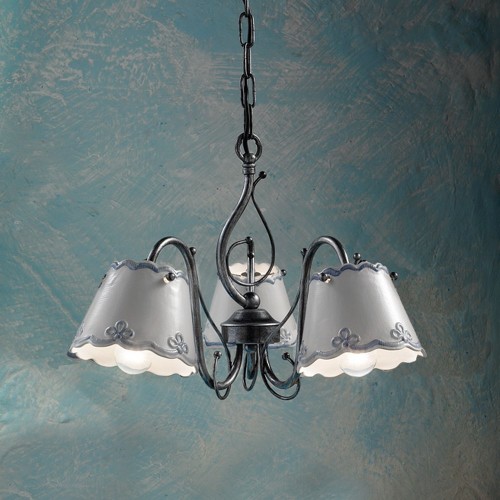  wrought iron and ceramic chandelier FL-80