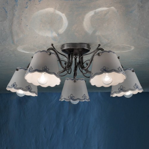 wrought iron and ceramic ceiling light  FL-83