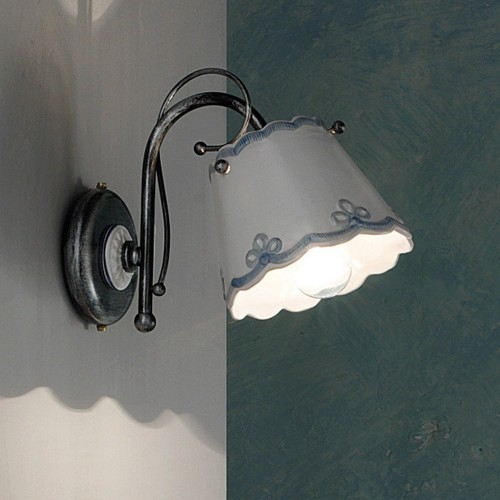  wrought iron and ceramic wall lamp FL-84