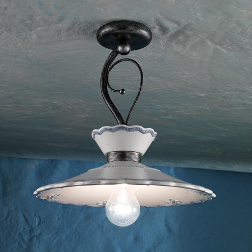  wrought iron and ceramic ceiling light FL-87