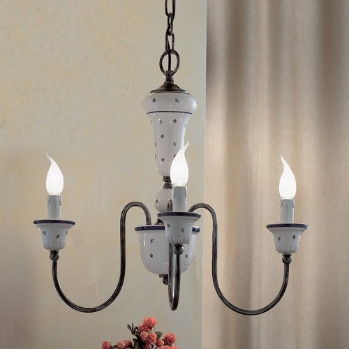 Wrought iron and ceramic chandelier FL-88