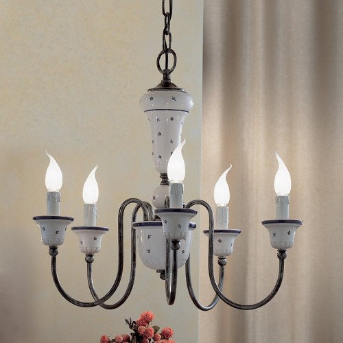 Wrought iron and ceramic chandelier FL-89