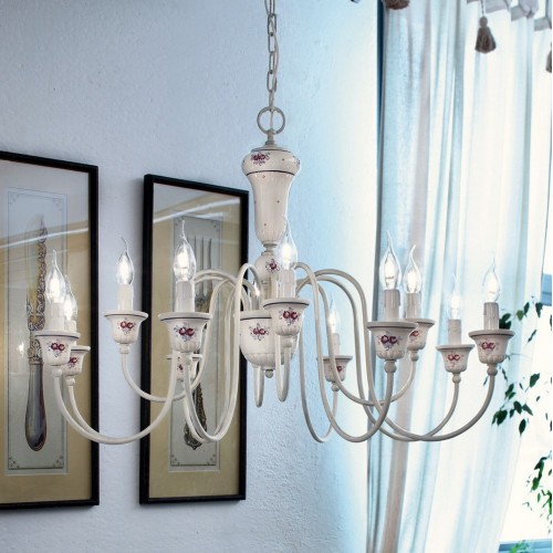 Wrought iron and ceramic chandelier FL-94