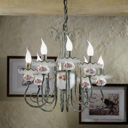 Wrought iron and sanremo ceramic chandelier FL-101