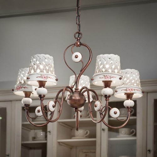 Wrought iron and ceramic lamp  FL-102