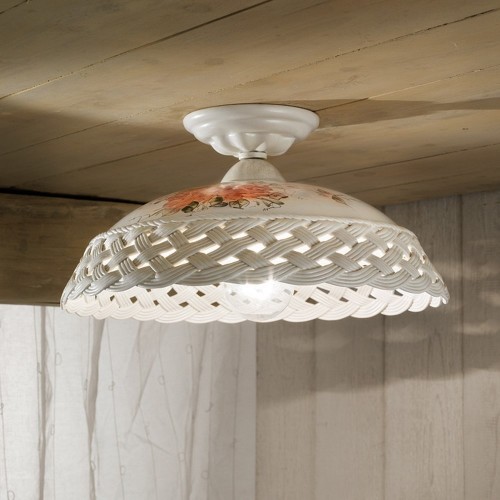 Ceiling lamp in wrought iron and ceramic FL-113