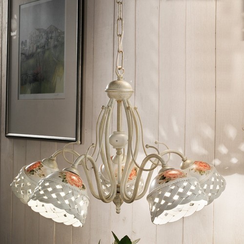 Wrought iron and ceramic lamp FL-115