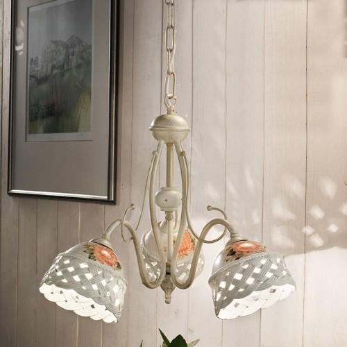 Wrought iron and ceramic lamp FL-116