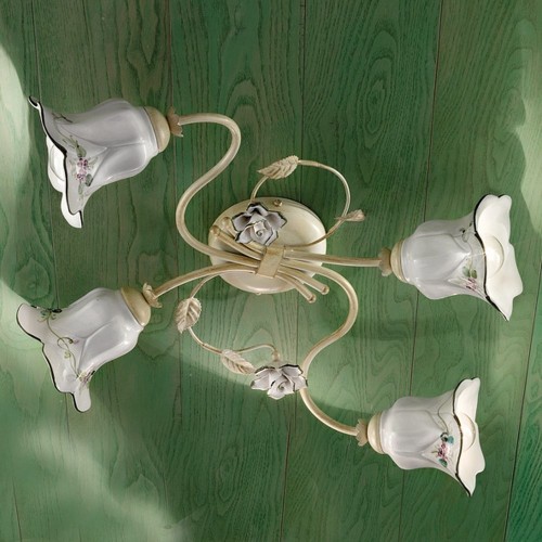 Wrought iron and ceramic ceiling light FL-129