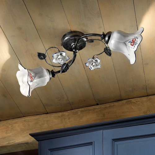 Wrought iron and ceramic ceiling light  FL-134