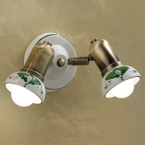 Wall lamp in burnished metal and  ceramic FL-137