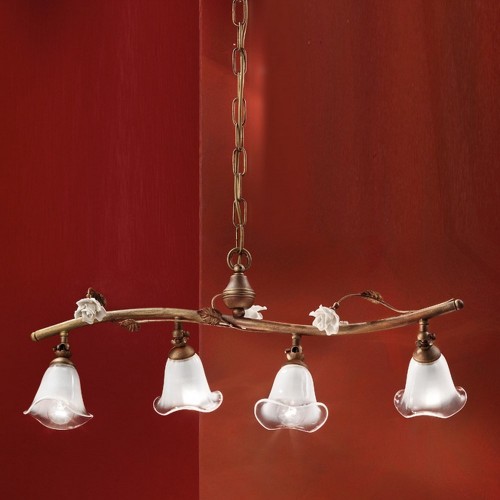 Wrought iron chandelier with glass FL-149