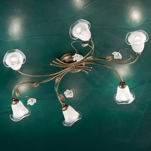 Wrought iron ceiling lamp with glass FL-153