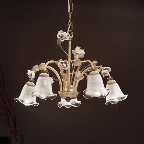 Sienese white and gold wrought iron chandelier FL-157