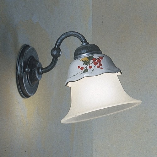 Wrought iron and ceramic wall light FL-165