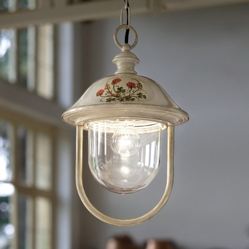 FL-177 ivory and gold bari outdoor suspension lamp