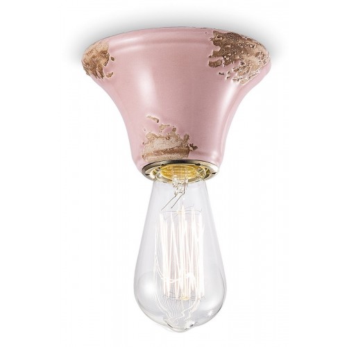 Plafoniera da soffitto vintage in ceramica rosa FLR-36