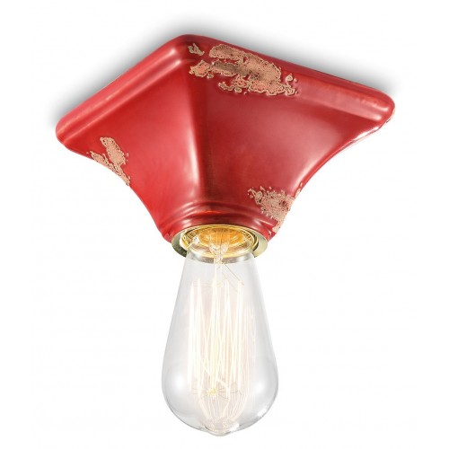 Vintage ceramic red  FLR-37 ceiling light