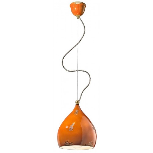 Vintage orange ceramic chandelier FLR-50