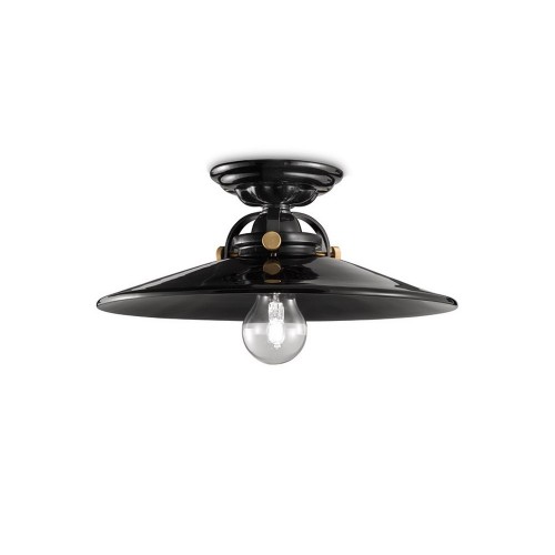 Black ceramic vintage FLR-85 ceiling light