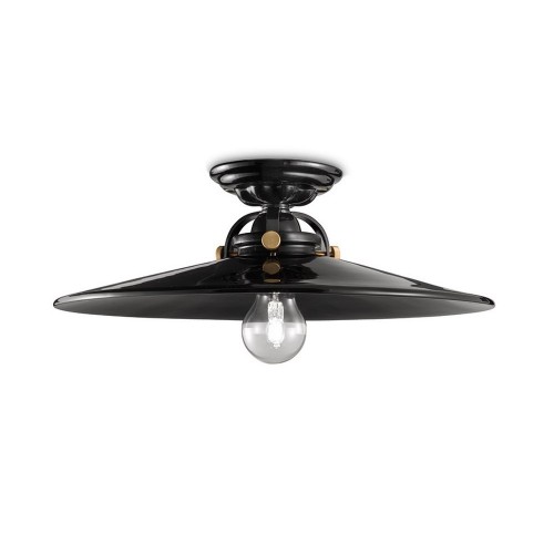 Black ceramic vintage FLR-86 ceiling light