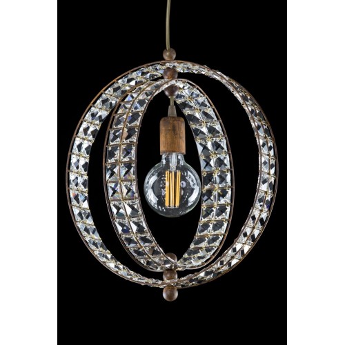 Chandelier in crystal and rust metal TP-7