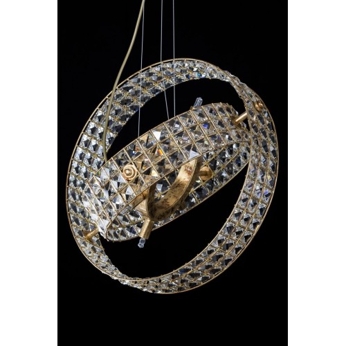 Adjustable chandelier in gold leaf and TP-9 crystal