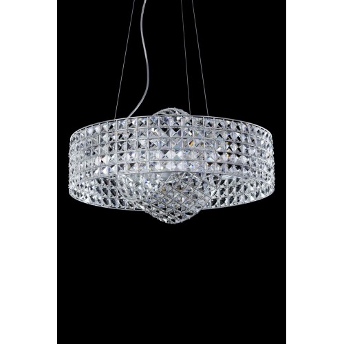 Adjustable chandelier in silver leaf and TP-10 crystal