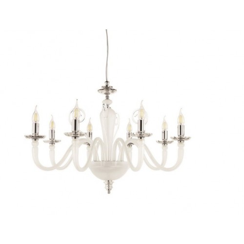 Classic pendant lamp in glass and white crystal CIC-163