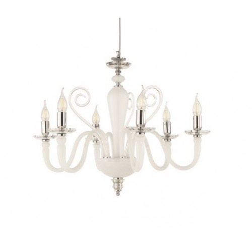 Classic pendant lamp in glass and white crystal CIC-164