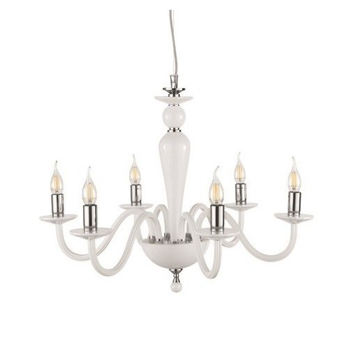 Classic pendant lamp in glass and white crystal CIC-174