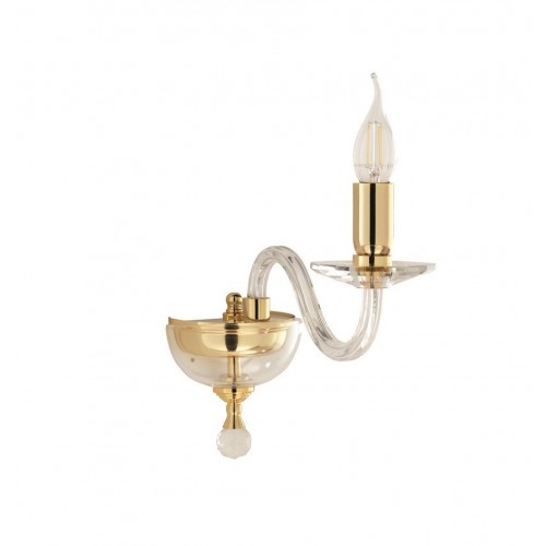 Classic wall light in glass and transparent gold crystal CIC-177