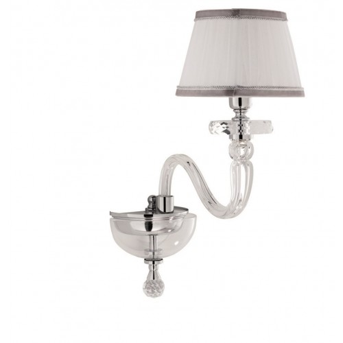 Wall light in crystal and glass with chrome lampshade CIC-187