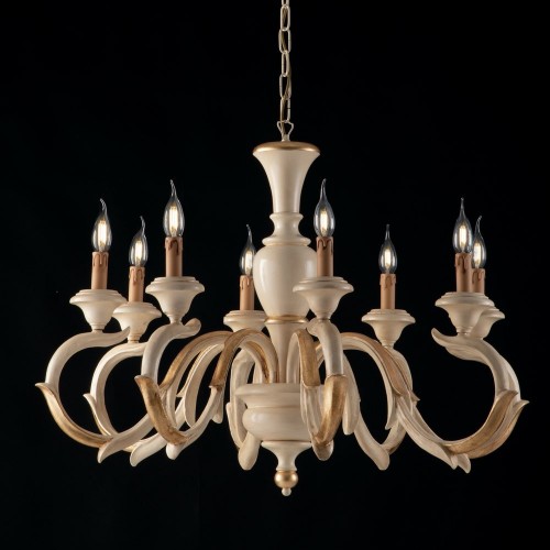 Bon-36 ivory wood and gold leaf  chandelier