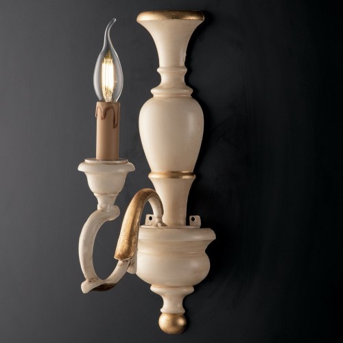 Bon-42 ivory wood and gold leaf wall light