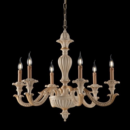 Ivory wood and gold leaf chandelier bon-52