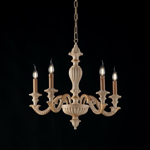 Ivory wood and gold leaf chandelier bon-54