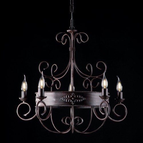 Black wrought iron and rust chandelier bon-67