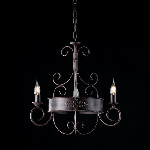 Black wrought iron and rust chandelier bon-68