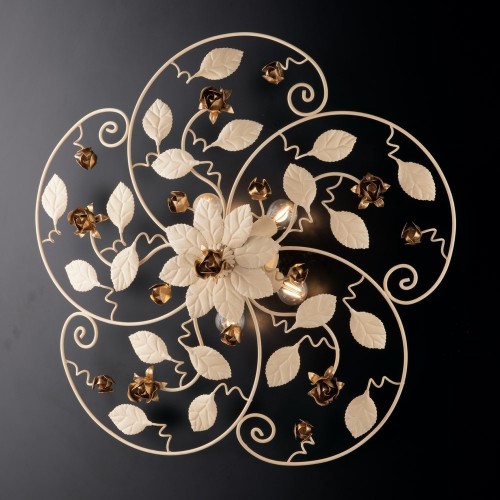 Bon-125 ivory wrought iron and gold ceiling light