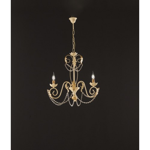 Ivory wrought iron chandelier with  bon-34 crystal