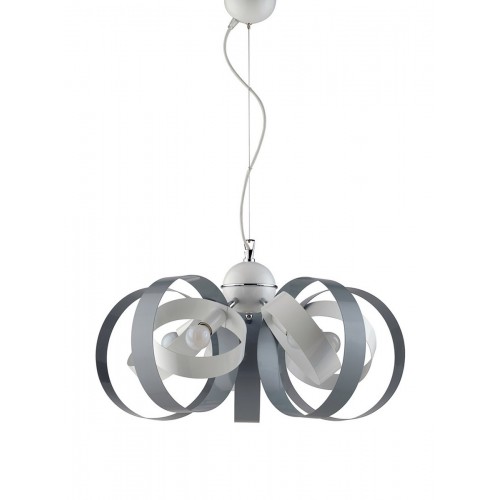 Lampadario moderno bianco e grigio 5 luci bon-57