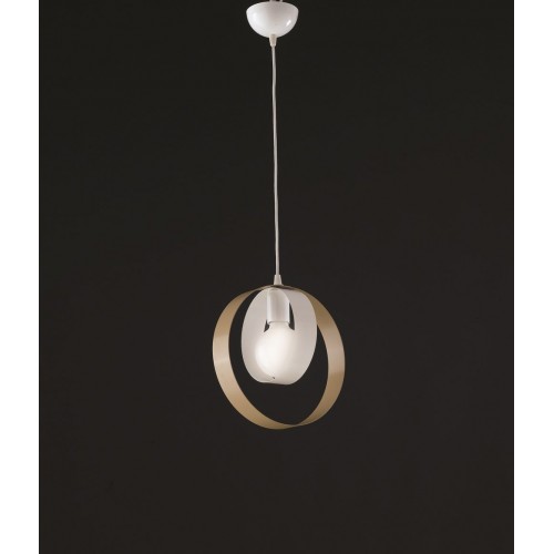 Modern white and taupe chandelier 1 bubble light bon-61