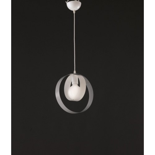 Modern white and gray chandelier 1 light bubble bon-63